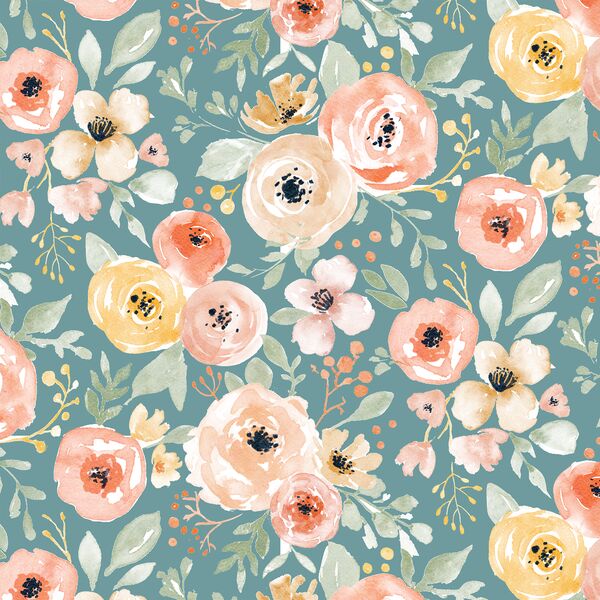 Blooming Garden in Serene Blue