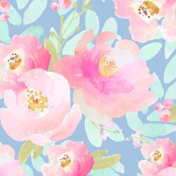 Plush Peonies in Misty Blue
