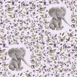 Sweet Floral Elephant in Soft Lilac