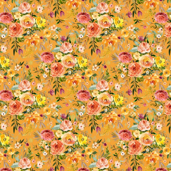 Little Blooms in Burnt Yellow