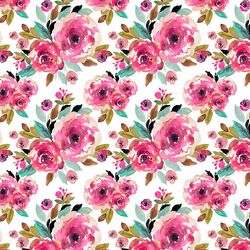 Little Roselynn Floral in Magenta on White