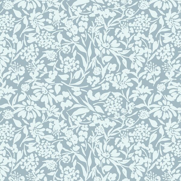 Silhouette Floral in Dusty Blue