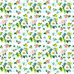 Small Lemon Blossoms in Spring Breeze Stripes