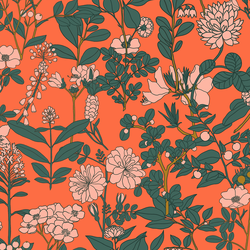 Large Forest Floral in Vermilion