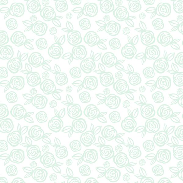 Little Tea Roses in Mist Green on White