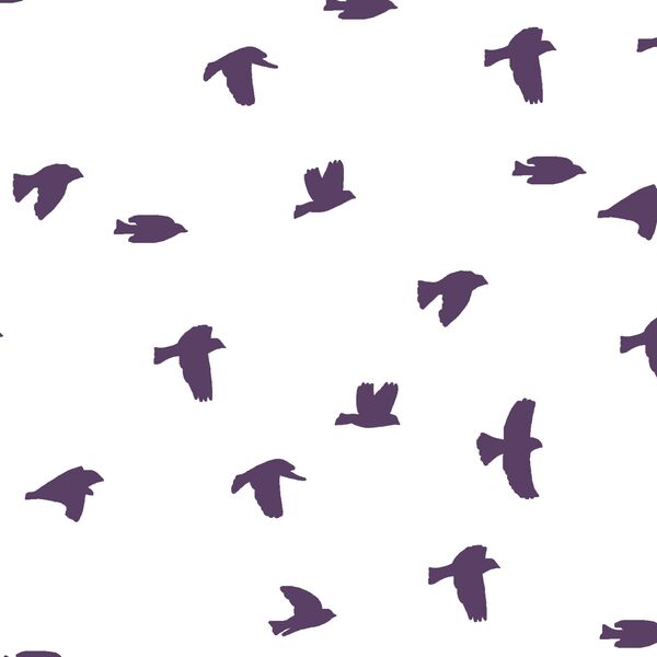 Flock Silhouette in Aubergine on White