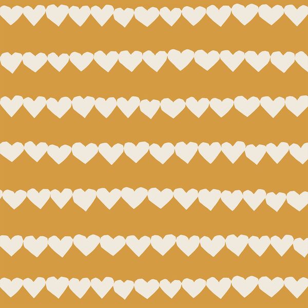 Heart Strings in Egret on Golden Yellow