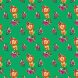 Small Floral Lion in Leafy Green
