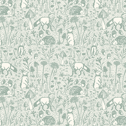 Woods of Whimsy in Mint on Cream