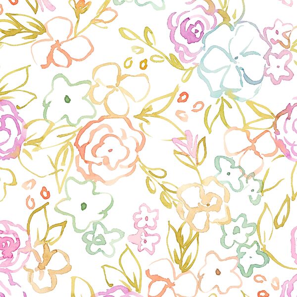 Floral Outline in White