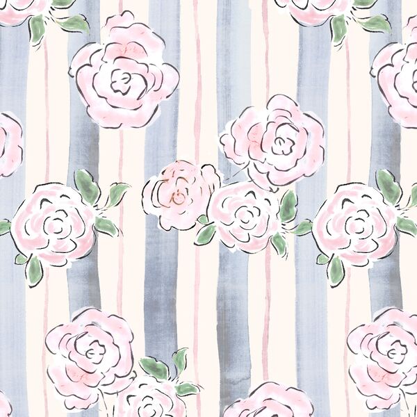 Romantic Roses in Brie Stripe