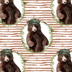 Honey Bear Wreath in Terracotta Stripes