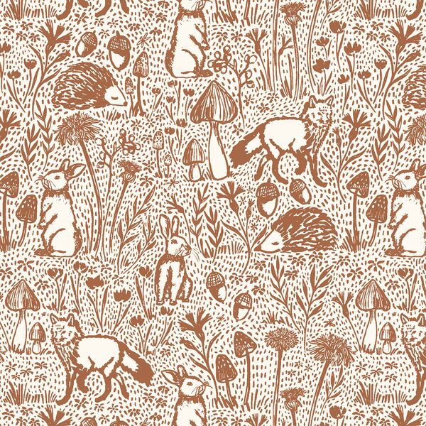 Large Woods of Whimsy in Cinnamon on Cream