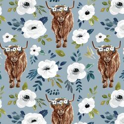 Garden Highland Cow in Slate Blue