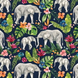 Blooming Elephants in Navy