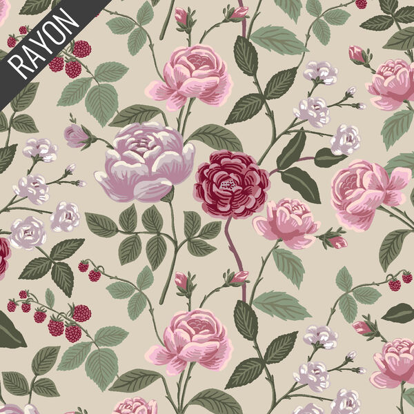 Roses Rayon in Plum