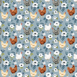 Little Garden Chickens in Slate Blue
