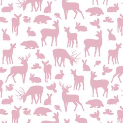 Forest Friends in Carnation on White