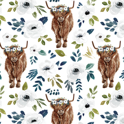 Garden Highland Cow in White