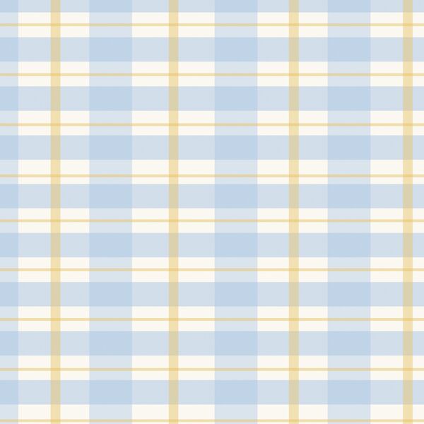 Party Plaid in Blue and Yellow on Ivory
