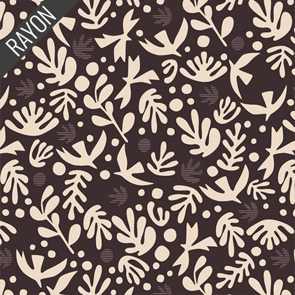 Boho Birds Rayon in Truffle