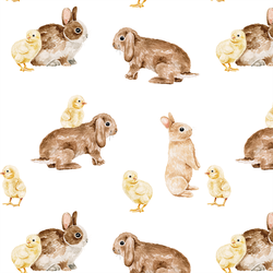 Bunnies and Chicks in White