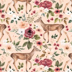 Deer Floral in Light Pink