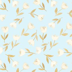 Spring Flowers in Pond Blue
