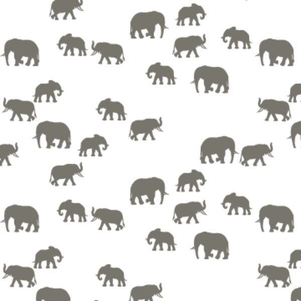Elephant Silhouette in Greige on White