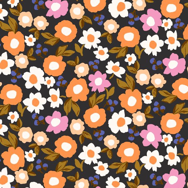 Groovy Floral in Charcoal