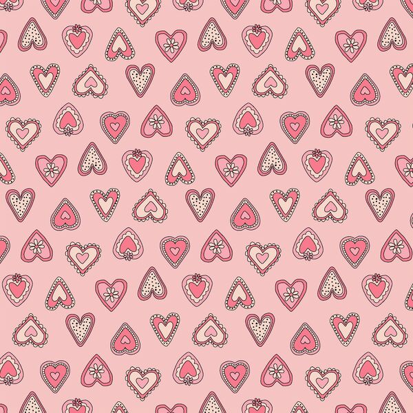 Vintage Hearts in Bright Rose