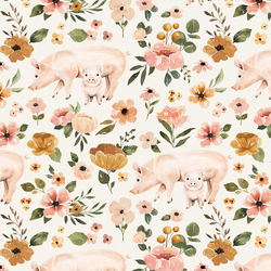 Floral Pigs in Cream
