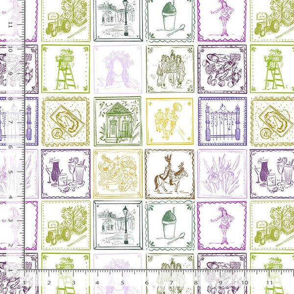 Mardi Gras Tiles in White