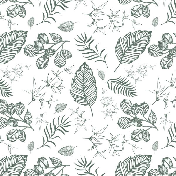 Foliage in Cactus Green in White