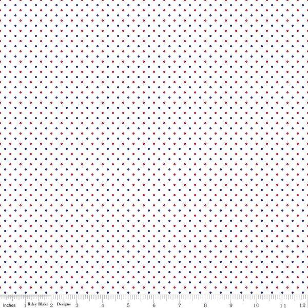 Swiss Dot in Patriotic on White