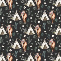 Small Floral Horse in Light Black