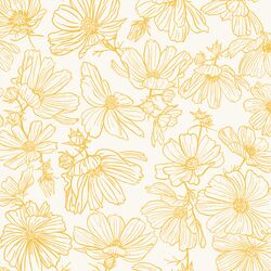 Floral Sketch in Lemon on Cream