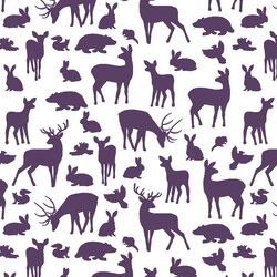 Forest Friends in Aubergine on White