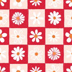 Large Daisies in Cherry Red