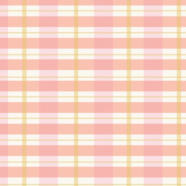 Party Plaid in Melon and Yellow on Ivory