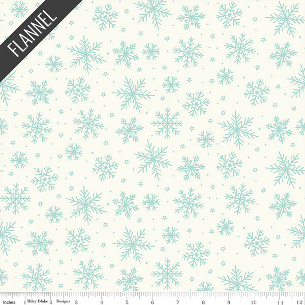 Snowflakes Flannel in White