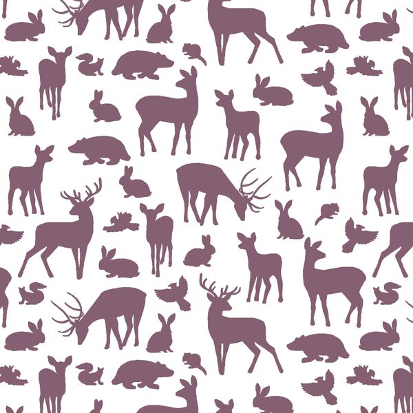 Forest Friends in Mulberry on White