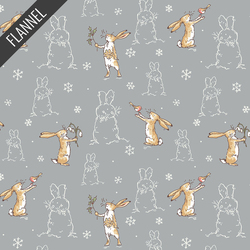 Bunnies Flannel in Light Gray