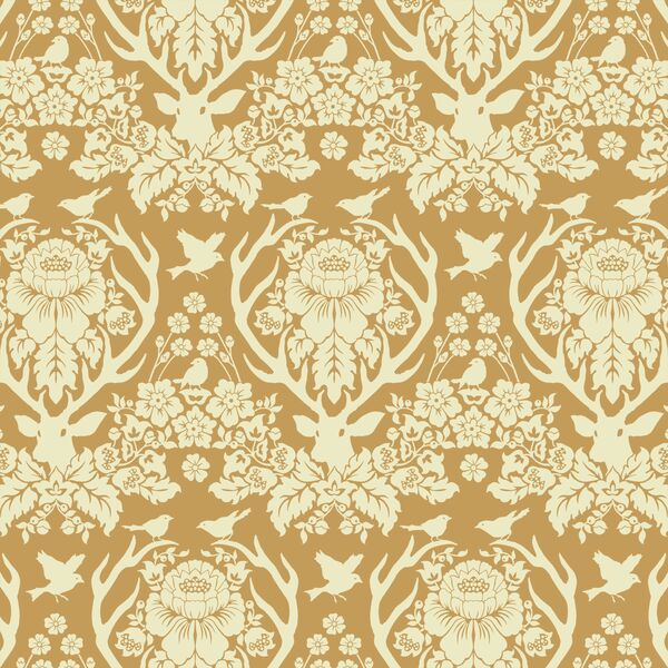 Little Antler Damask in Warm Honey