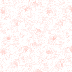 Sketched Garden in Shell Pink on White