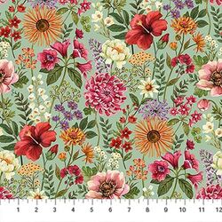 Large Packed Floral in Seafoam Multi