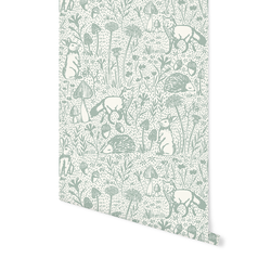 Woods of Whimsy in Mint on Cream