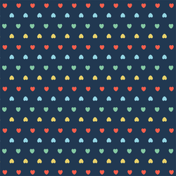 Valentine's Hearts in Navy Rainbow