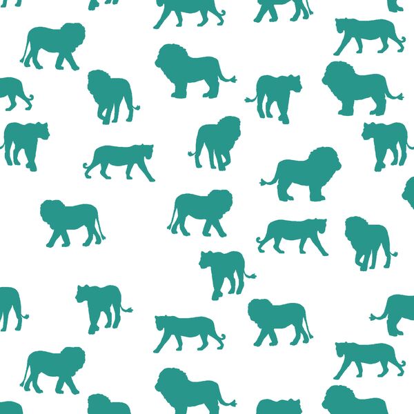 Lion Silhouette in Jade on White