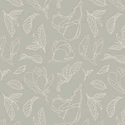 Magnolia Line Art in Cream on Soft Olive